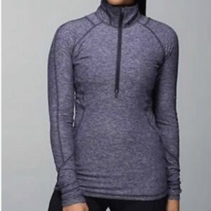 Lululemon Race Your Pace 1/2 Zip Hyper stripe Mauvelous Long Sleeve Top Size 8